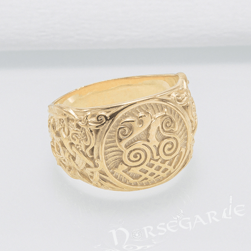Handcrafted Sleipnir Mammen Style Ring - Gold - Norsegarde