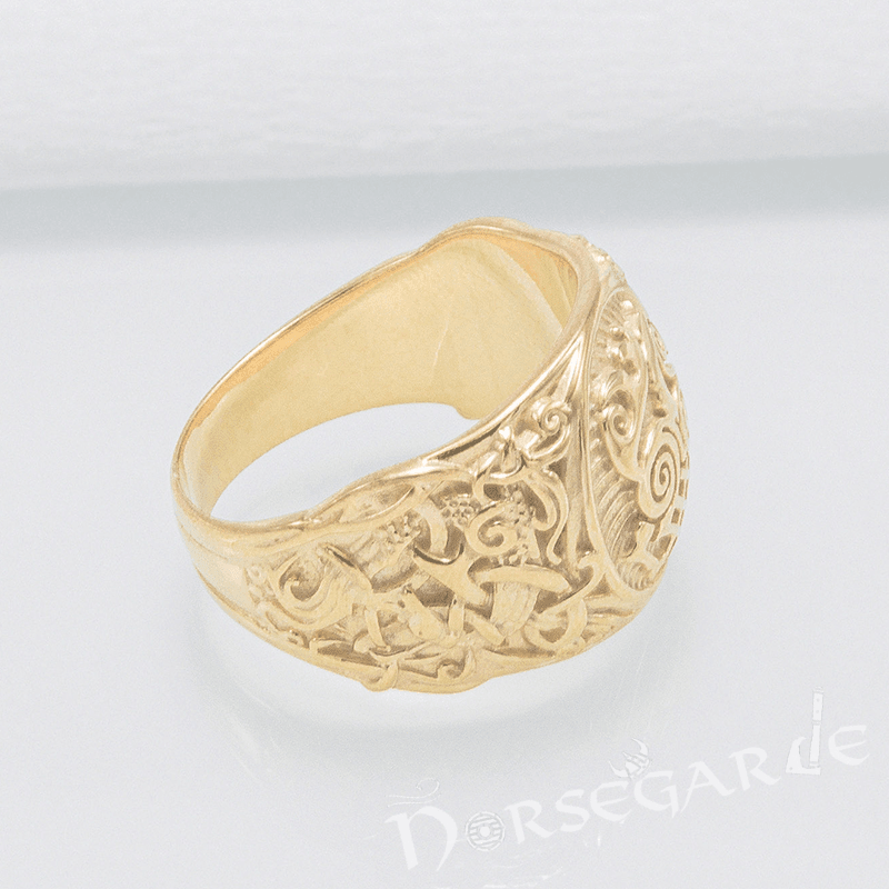 Handcrafted Sleipnir Mammen Style Ring - Gold - Norsegarde