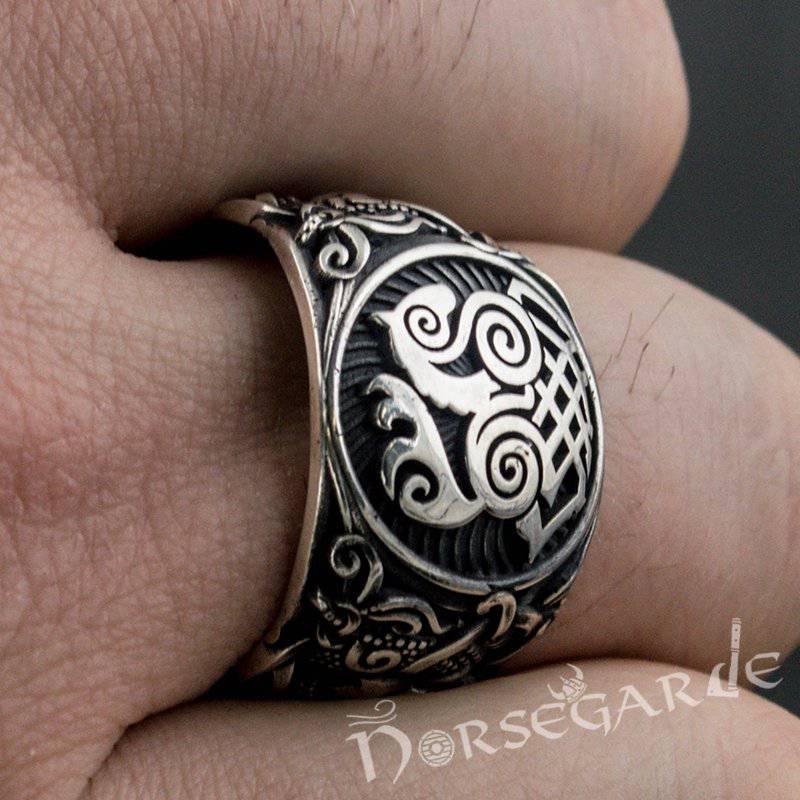 Handcrafted Sleipnir Mammen Style Ring - Sterling Silver - Norsegarde