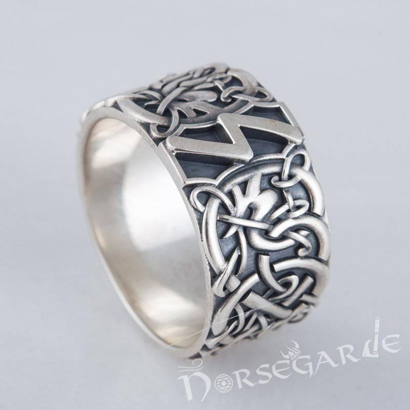 Handcrafted Sowilo Rune Urnes Ornament Band - Sterling Silver - Norsegarde