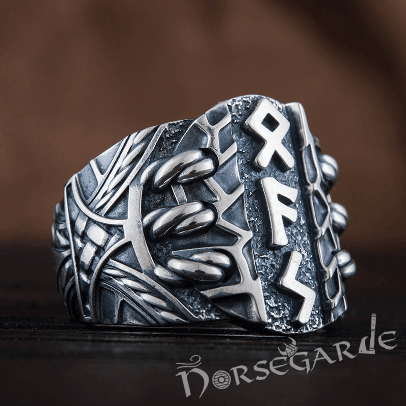Handcrafted Stoic Runes Ring - Sterling Silver - Norsegarde