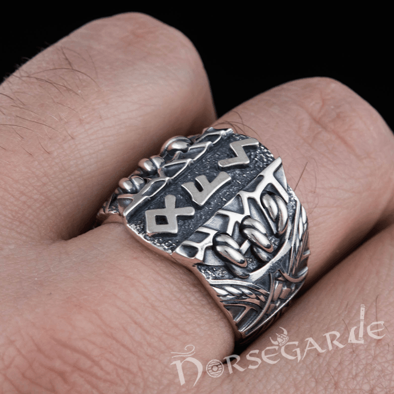 Handcrafted Stoic Runes Ring - Sterling Silver - Norsegarde