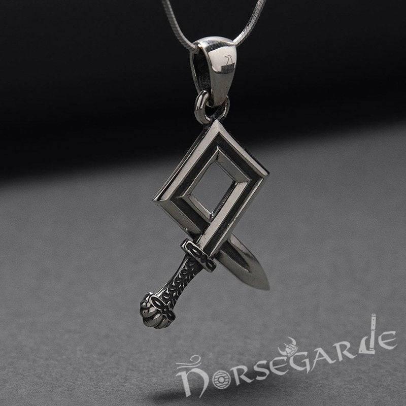 Handcrafted Sword Othala Pendant - Sterling Silver - Norsegarde