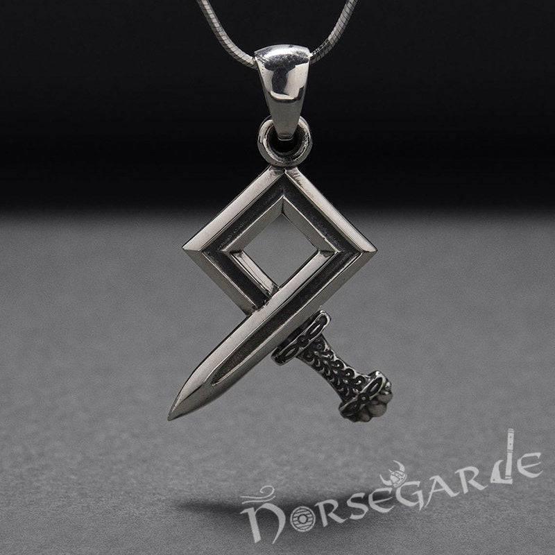 Handcrafted Sword Othala Pendant - Sterling Silver - Norsegarde