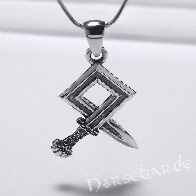 Handcrafted Sword Othala Pendant - Sterling Silver - Norsegarde