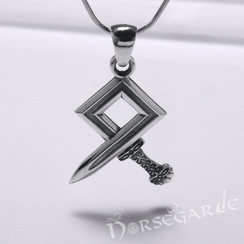Handcrafted Sword Othala Pendant - Sterling Silver - Norsegarde