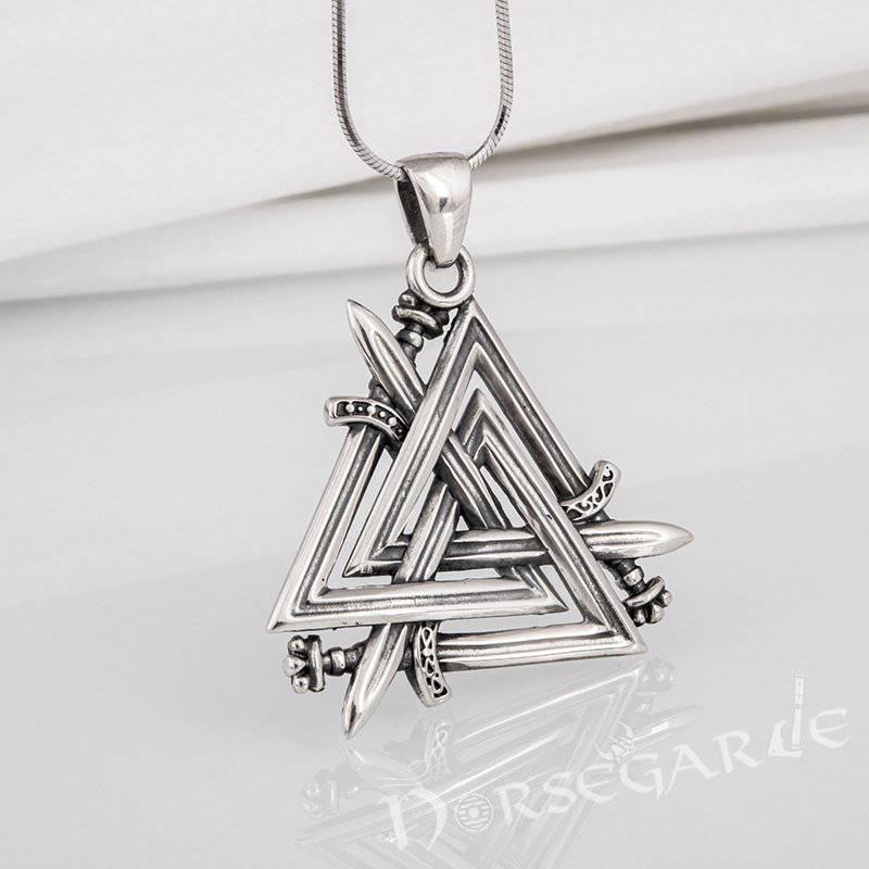 Handcrafted Sword Valknut Pendant - Sterling Silver - Norsegarde