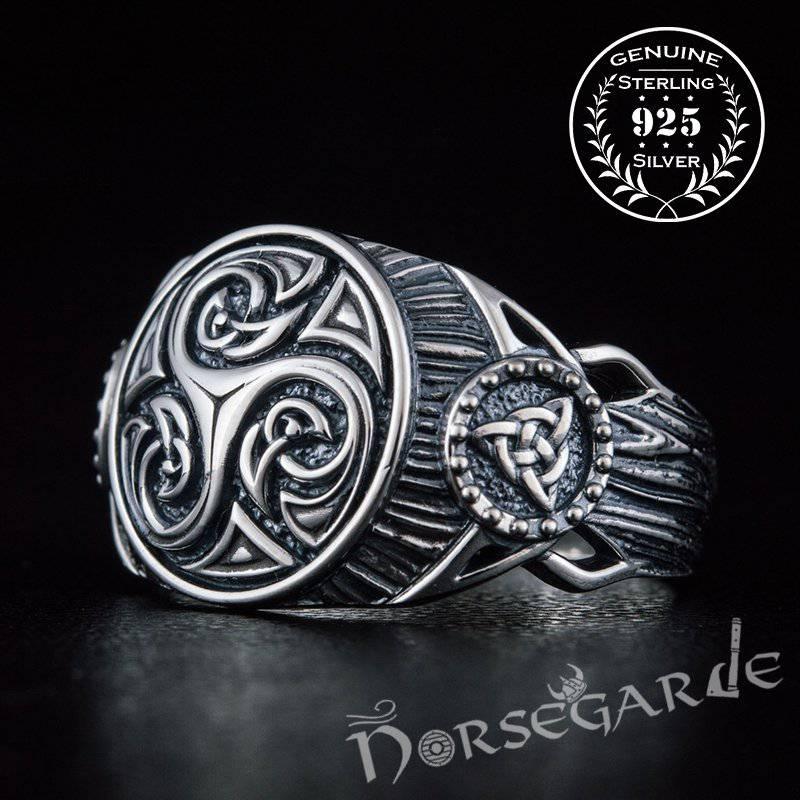 Handcrafted Triskelion Druid Signet Ring - Sterling Silver - Norsegarde