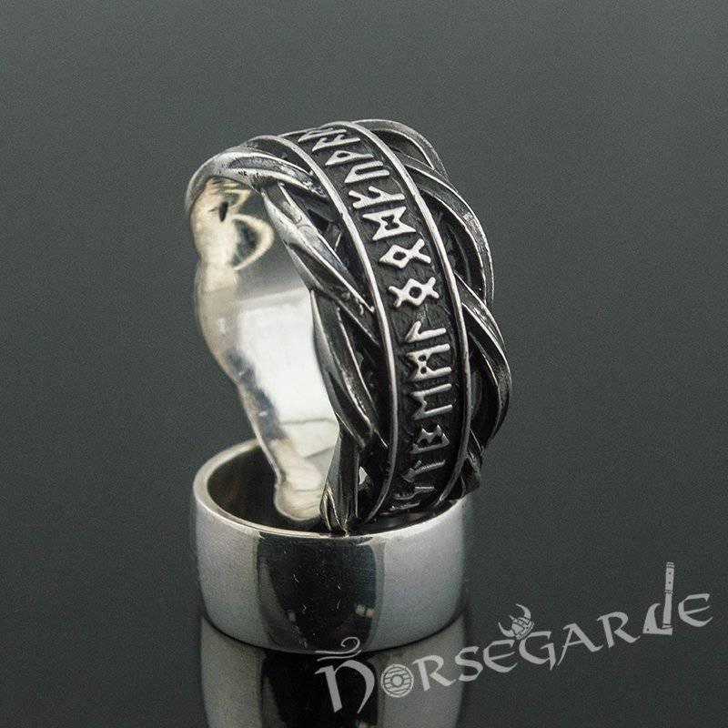 Handcrafted Twisted Runic Band - Sterling Silver - Norsegarde