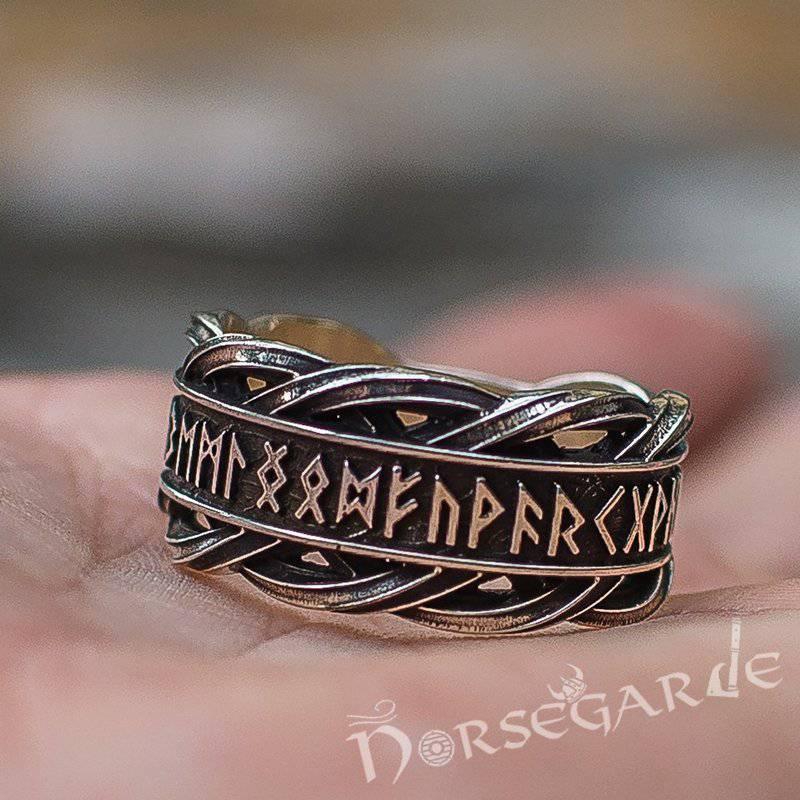 Handcrafted Twisted Runic Band - Sterling Silver - Norsegarde