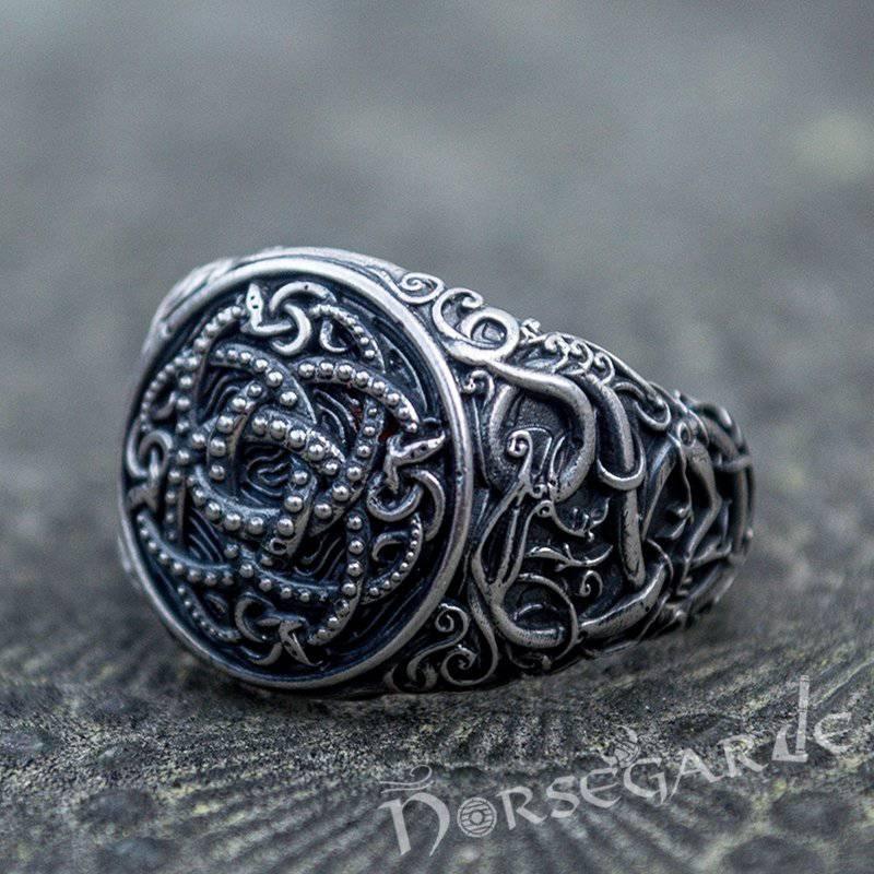 Handcrafted Urnes Style Jormungandr Ring - Sterling Silver - Norsegarde