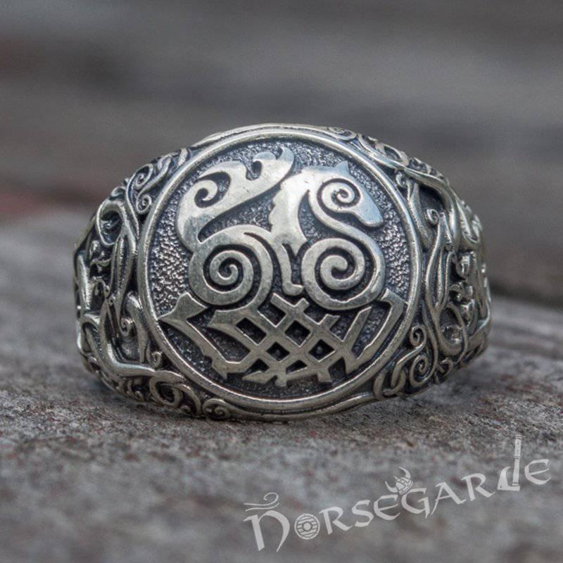 Handcrafted Urnes Style Sleipnir Ring - Sterling Silver - Norsegarde
