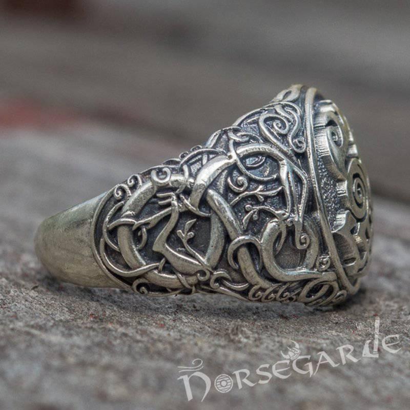 Handcrafted Urnes Style Sleipnir Ring - Sterling Silver - Norsegarde