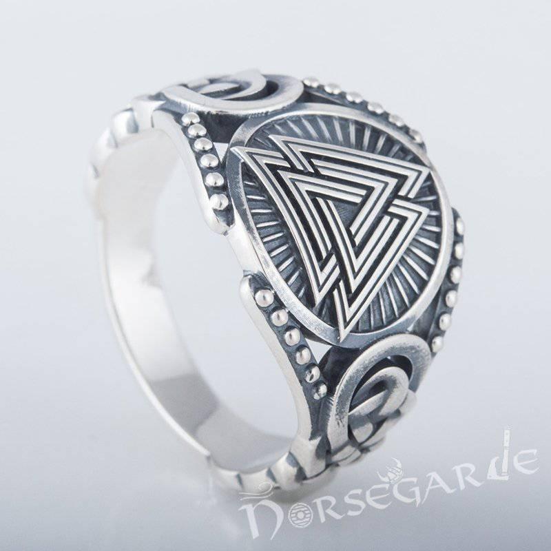 Handcrafted Valknut Braid Ornament Ring - Sterling Silver - Norsegarde