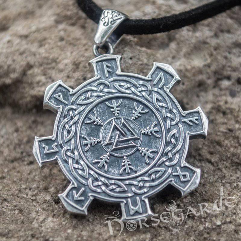 Handcrafted Valknut Compass Pendant - Sterling Silver - Norsegarde