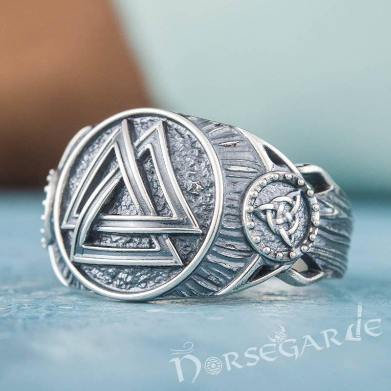 Handcrafted Valknut Druid Signet Ring - Sterling Silver - Norsegarde