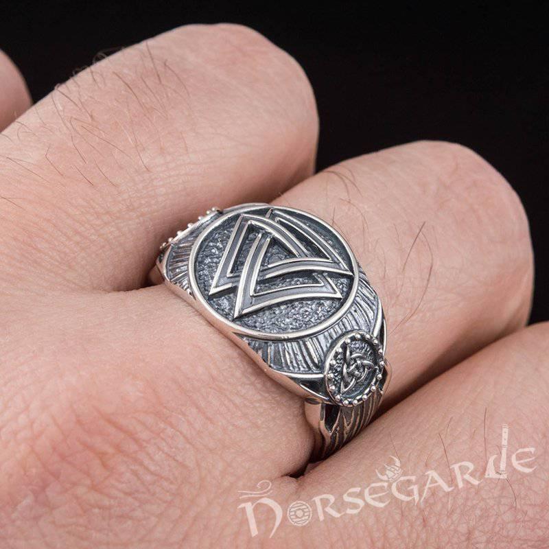 Handcrafted Valknut Druid Signet Ring - Sterling Silver - Norsegarde