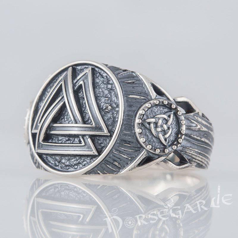 Handcrafted Valknut Druid Signet Ring - Sterling Silver - Norsegarde