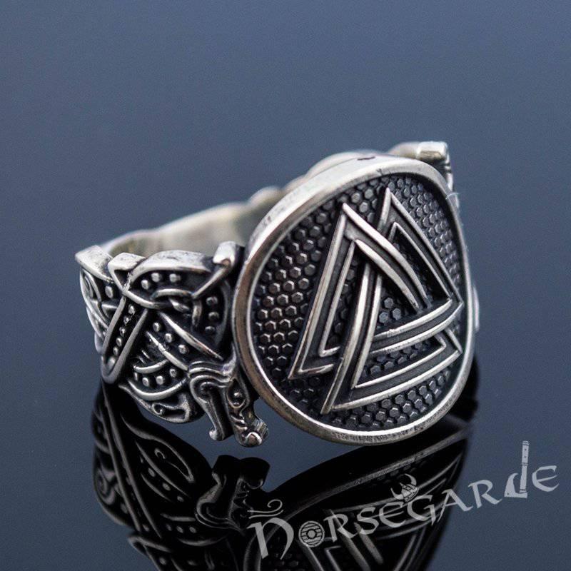 Handcrafted Valknut Jellinge Style Ring - Sterling Silver - Norsegarde