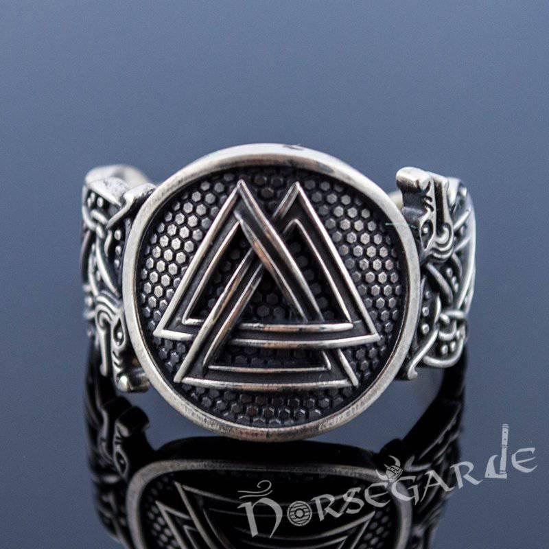 Handcrafted Valknut Jellinge Style Ring - Sterling Silver - Norsegarde