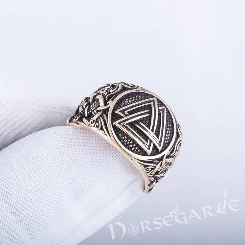 Handcrafted Valknut Mammen Style Ring - Bronze - Norsegarde