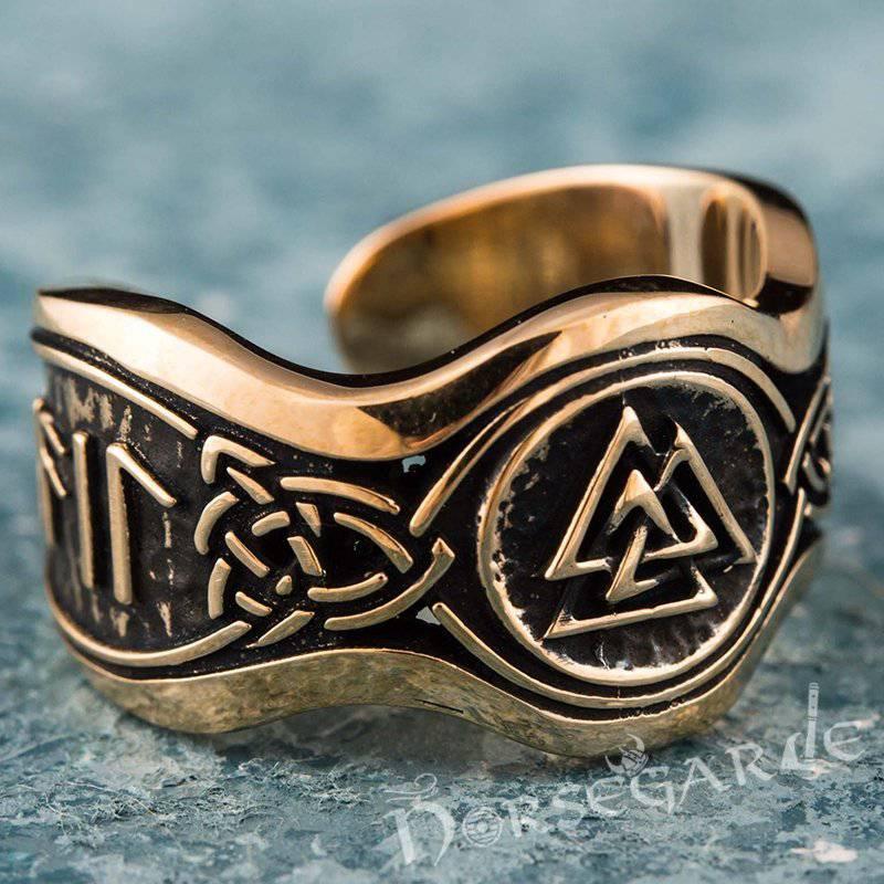 Handcrafted Valknut Ornamental Runic Band - Bronze - Norsegarde