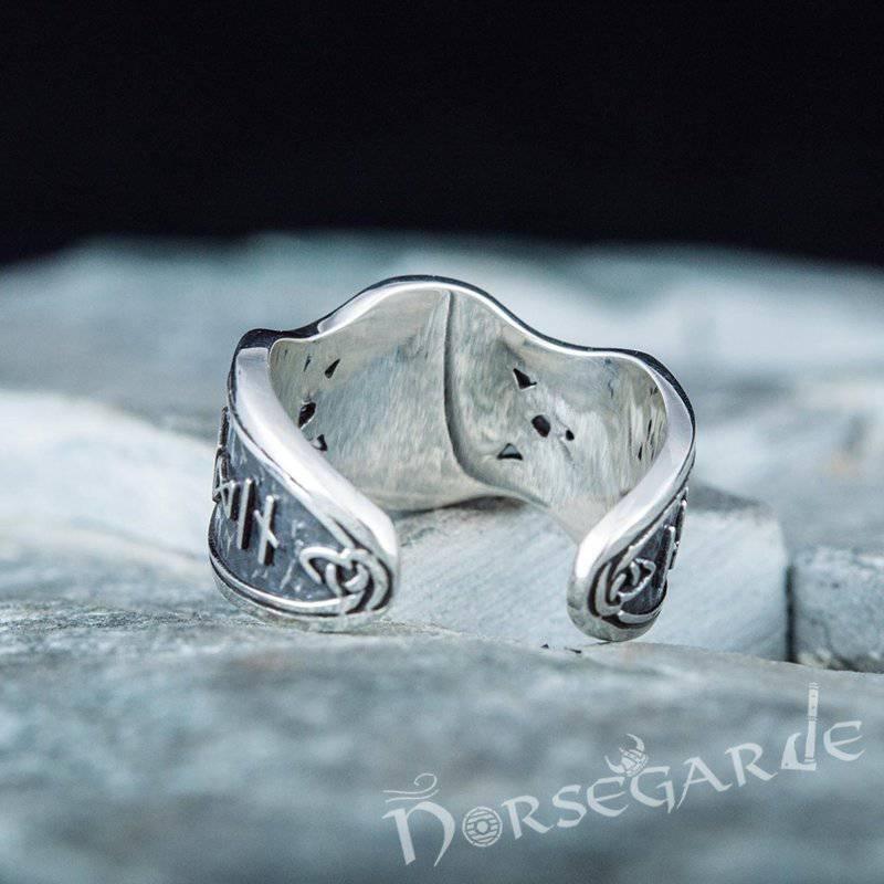 Handcrafted Valknut Ornamental Runic Band - Sterling Silver - Norsegarde