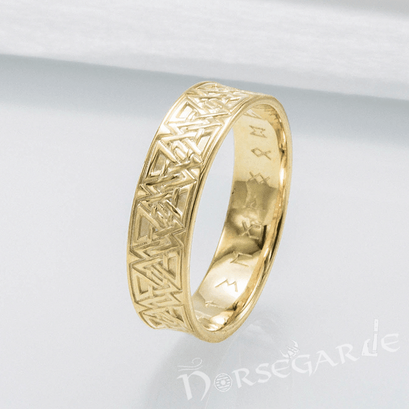 Handcrafted Valknut Pattern Band - Gold - Norsegarde