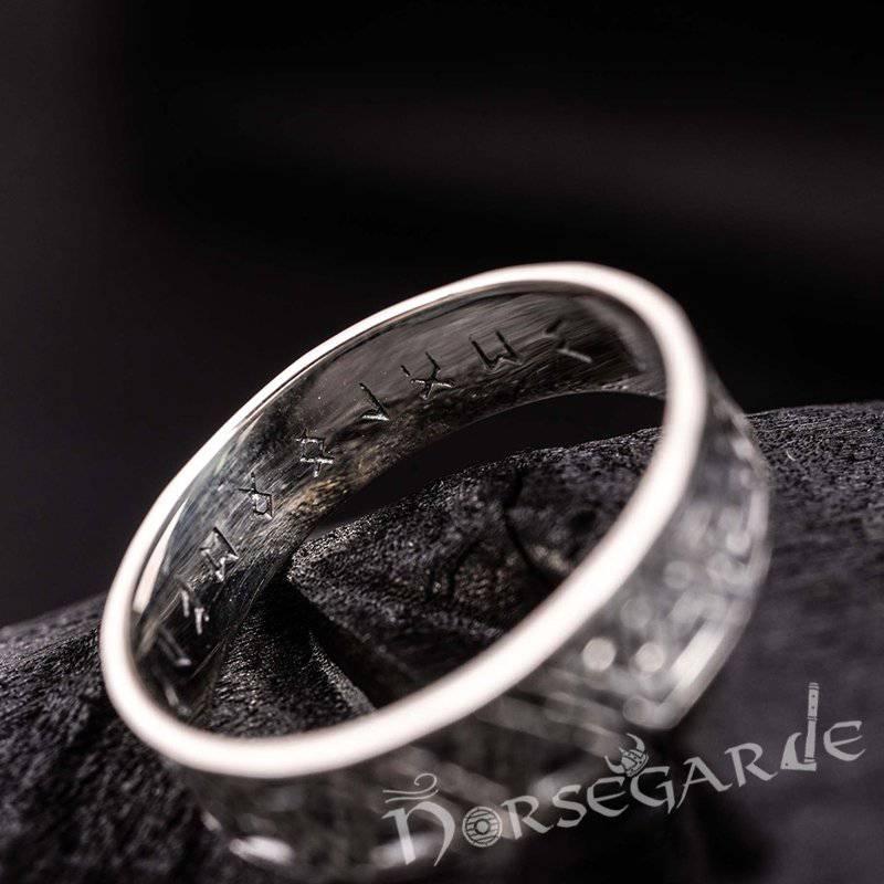 Handcrafted Valknut Pattern Band - Sterling Silver - Norsegarde