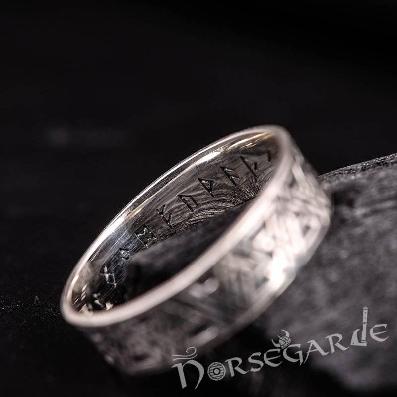 Handcrafted Valknut Pattern Band - Sterling Silver - Norsegarde