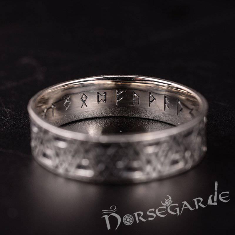 Handcrafted Valknut Pattern Band - Sterling Silver - Norsegarde