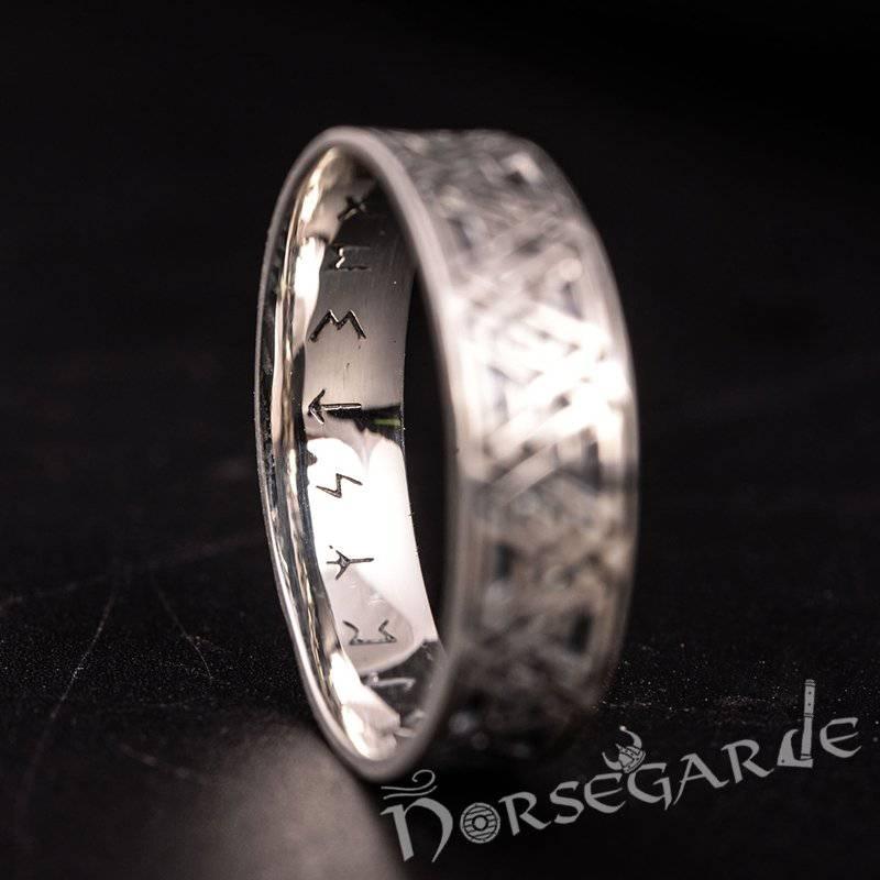 Handcrafted Valknut Pattern Band - Sterling Silver - Norsegarde