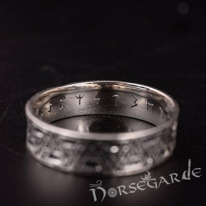 Handcrafted Valknut Pattern Band - Sterling Silver - Norsegarde