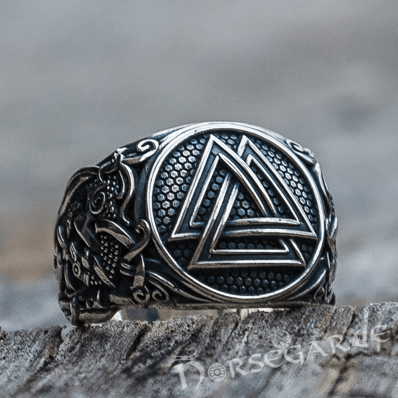 Handcrafted Valknut Rune Mammen Style Ring - Sterling Silver - Norsegarde