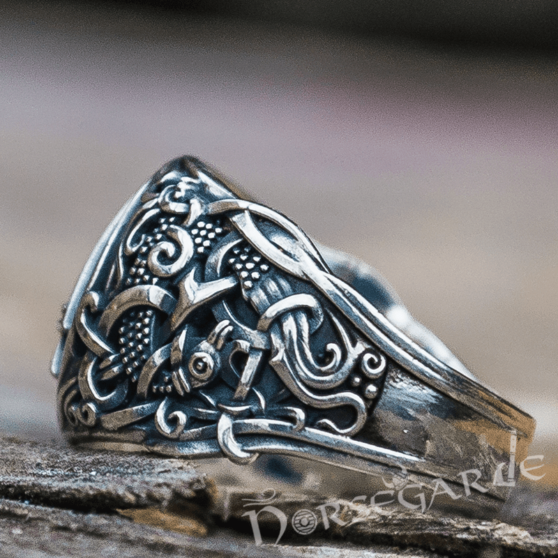 Handcrafted Valknut Rune Mammen Style Ring - Sterling Silver - Norsegarde