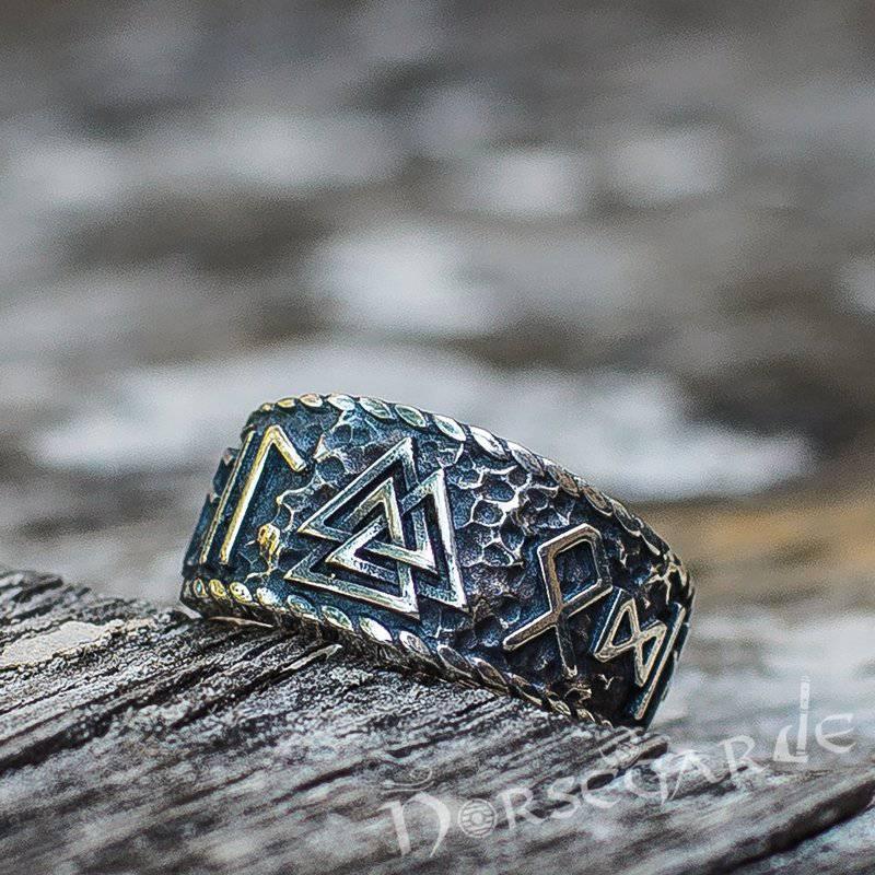 Handcrafted Valknut Runic Band - Sterling Silver - Norsegarde