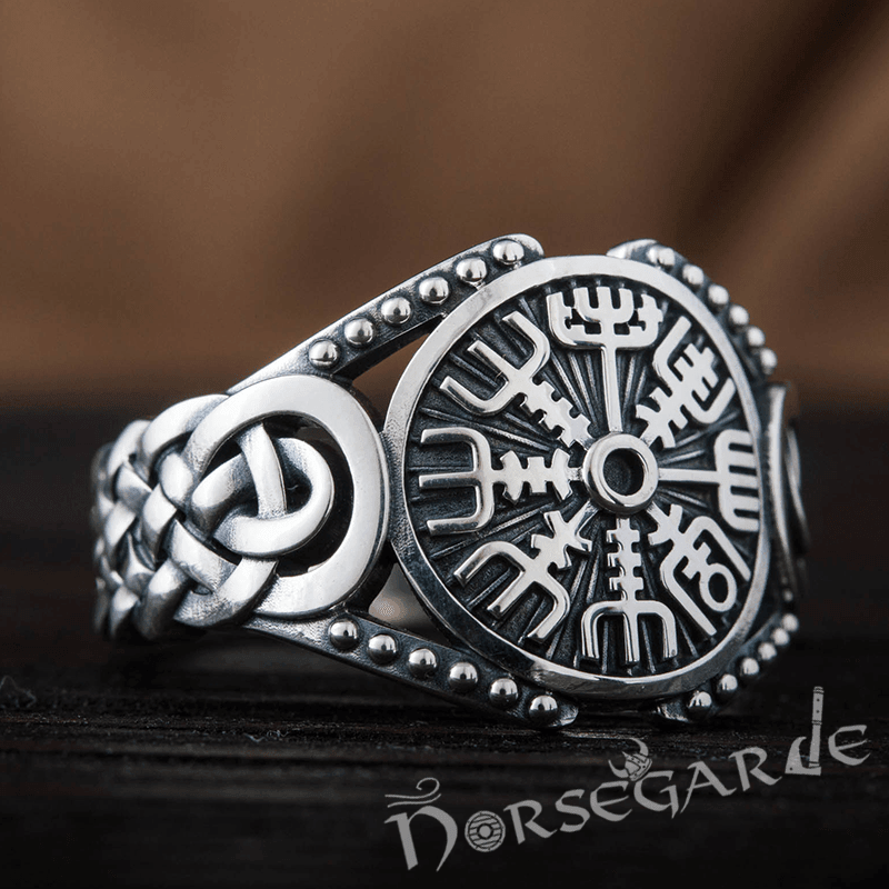 Handcrafted Vegvisir Braid Ornament Ring - Sterling Silver - Norsegarde