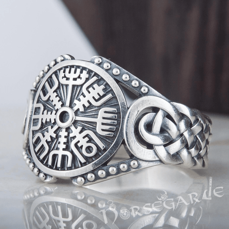 Handcrafted Vegvisir Braid Ornament Ring - Sterling Silver - Norsegarde