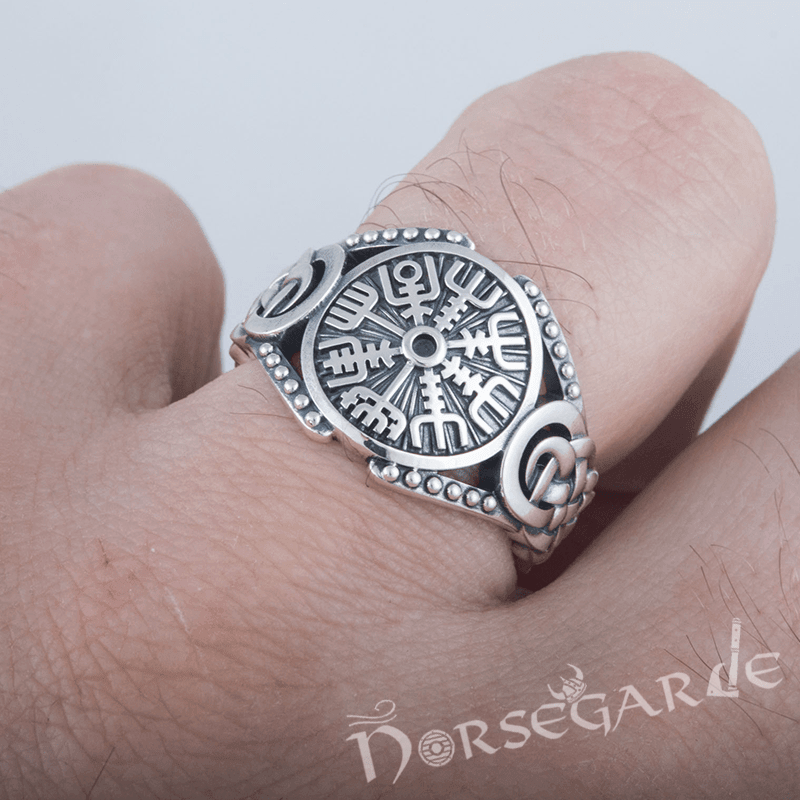 Handcrafted Vegvisir Braid Ornament Ring - Sterling Silver - Norsegarde