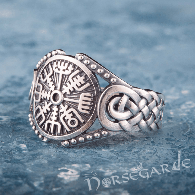 Handcrafted Vegvisir Braid Ornament Ring - Sterling Silver - Norsegarde
