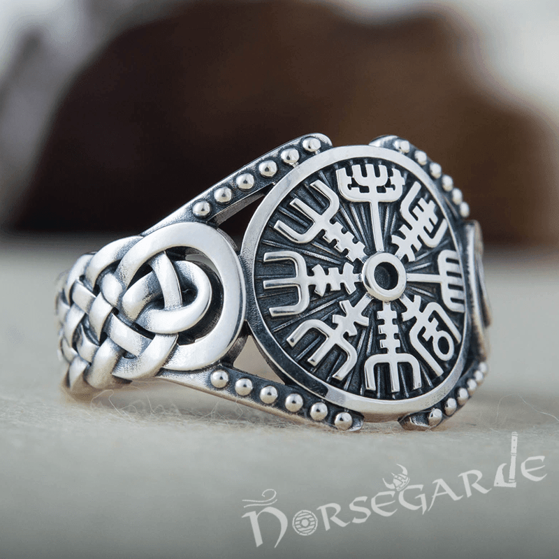 Handcrafted Vegvisir Braid Ornament Ring - Sterling Silver - Norsegarde