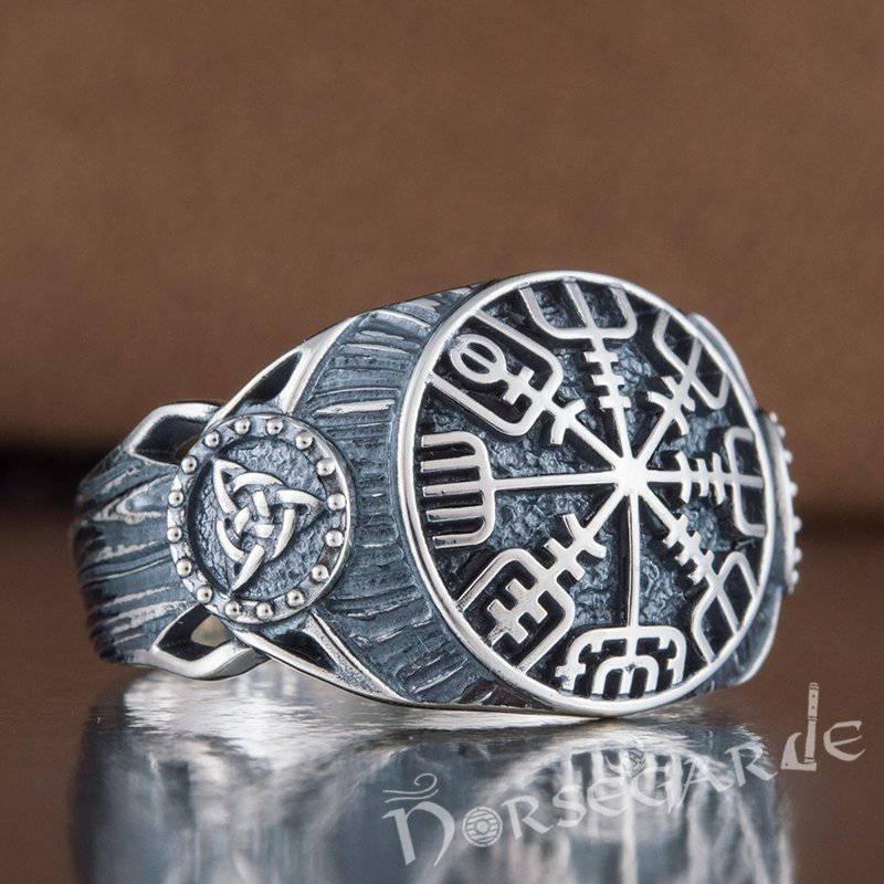 Handcrafted Vegvisir Druid Signet Ring - Sterling Silver - Norsegarde
