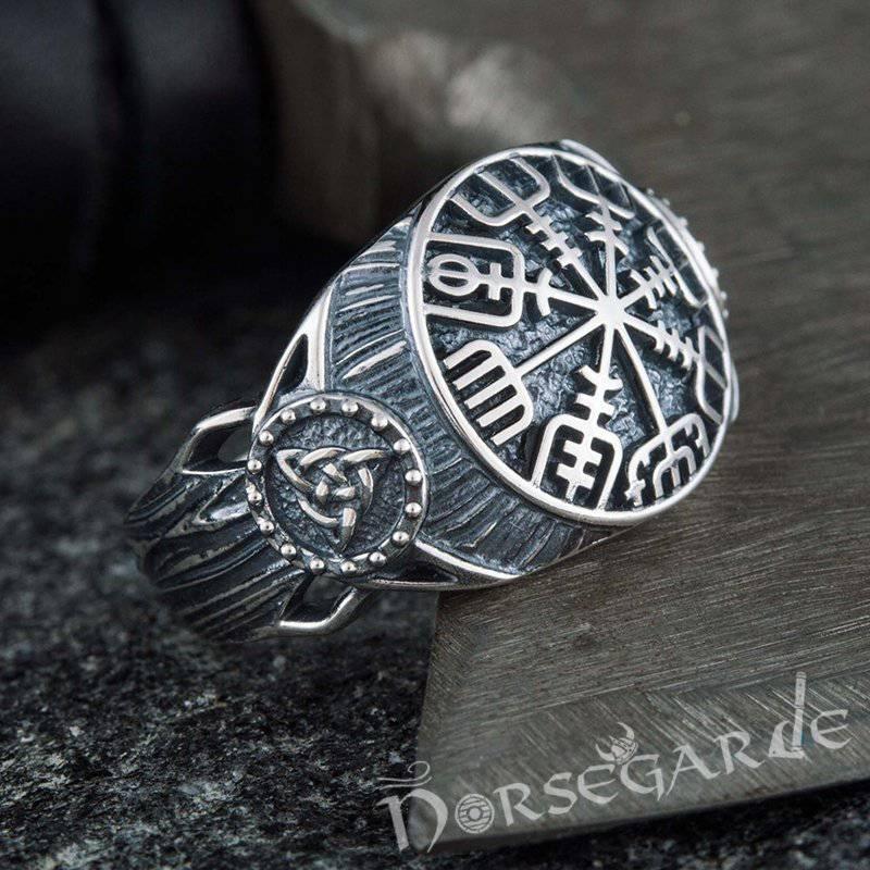 Handcrafted Vegvisir Druid Signet Ring - Sterling Silver - Norsegarde