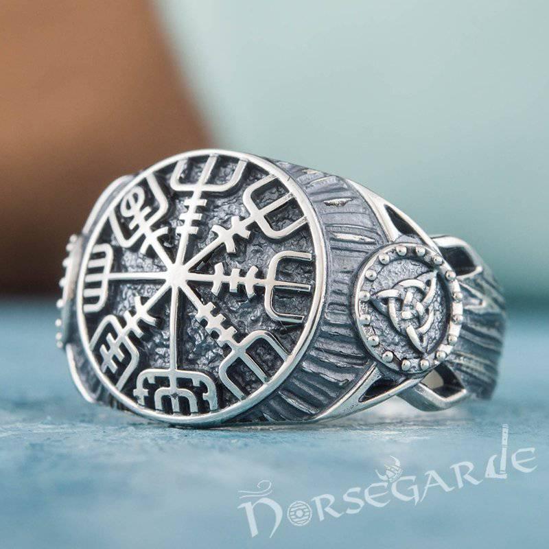 Handcrafted Vegvisir Druid Signet Ring - Sterling Silver - Norsegarde