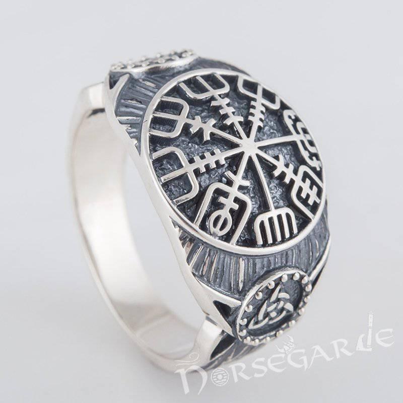 Handcrafted Vegvisir Druid Signet Ring - Sterling Silver - Norsegarde