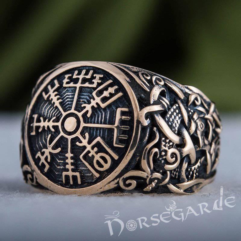 Handcrafted Vegvisir Mammen Style Ring - Bronze - Norsegarde