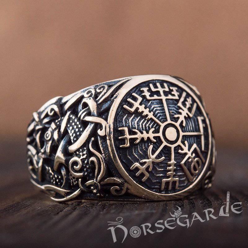 Handcrafted Vegvisir Mammen Style Ring - Bronze - Norsegarde