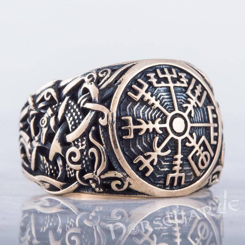 Handcrafted Vegvisir Mammen Style Ring - Bronze - Norsegarde