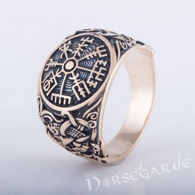 Handcrafted Vegvisir Mammen Style Ring - Bronze - Norsegarde