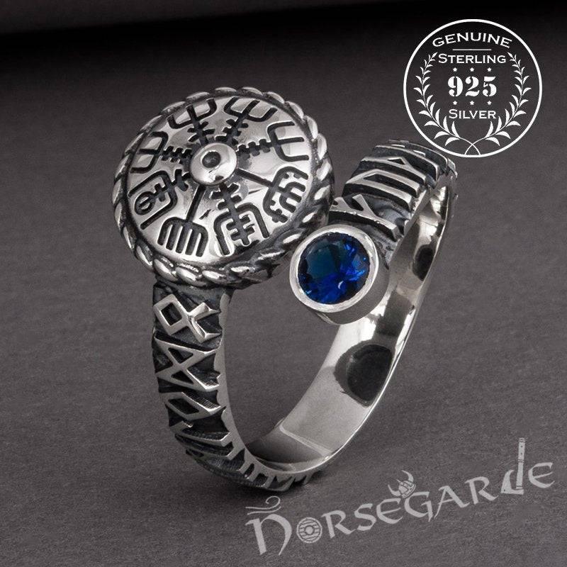 Handcrafted Vegvisir Ouroboros Band - Sterling Silver - Norsegarde